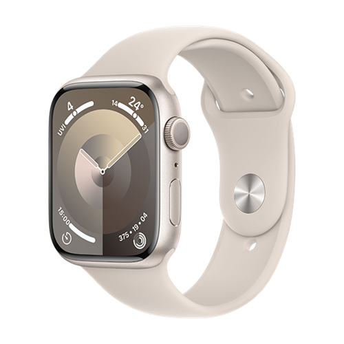 Apple Watch Series 9 GPS 45mm Starlight Aluminium Case with Sport Band S/M - Starlight