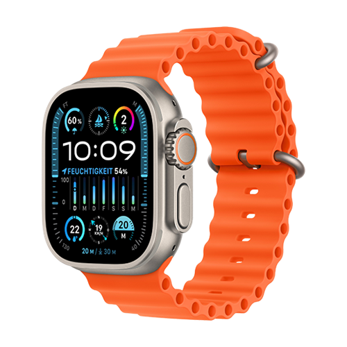 Apple Watch Ultra 2 Natural LTE 49mm Titanium Case with Ocean Band - Orange