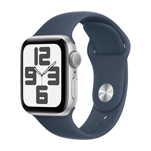 Apple Watch SE2 (2023) GPS 40mm Silver Aluminium Case with Sport Band M/L - Storm Blue