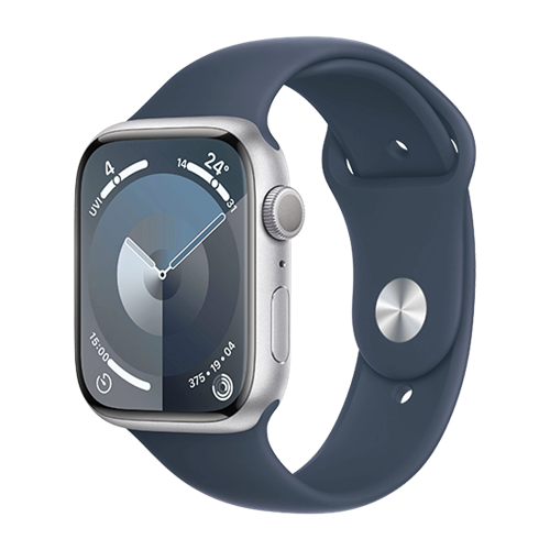  Apple Watch Series 9 GPS 45mm Silver Aluminium Case with Sport Band S/M - Storm Blue