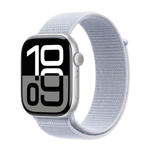  Apple Watch Series 10 GPS 46mm Silver Aluminium Case with Sport Loop - Blue Cloud