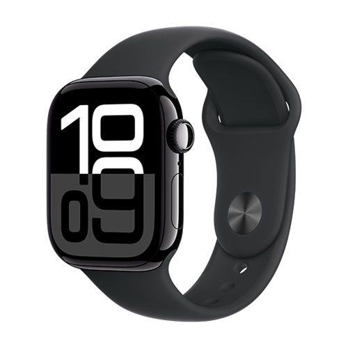 Apple Watch Series 10 GPS 42mm Jet Black Aluminium Case with Sport Band S/M - Black