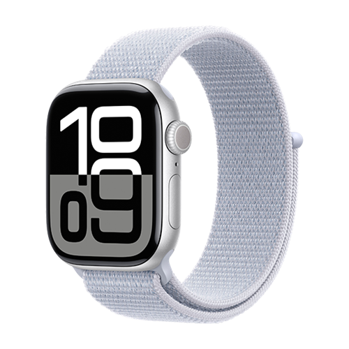 Apple Watch Series 10 GPS 42mm Silver Aluminium Case with Sport Loop - Blue Cloud