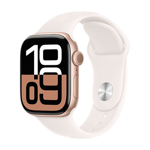 Apple Watch Series 10 GPS 42mm Rose Gold Aluminium Case with Sport Band M/L - Light Blush