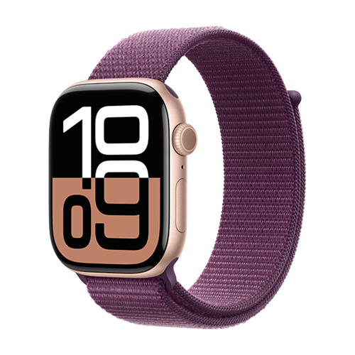 Apple Watch Series 10 GPS 46mm Rose Gold Aluminium Case with Sport Loop - Plum