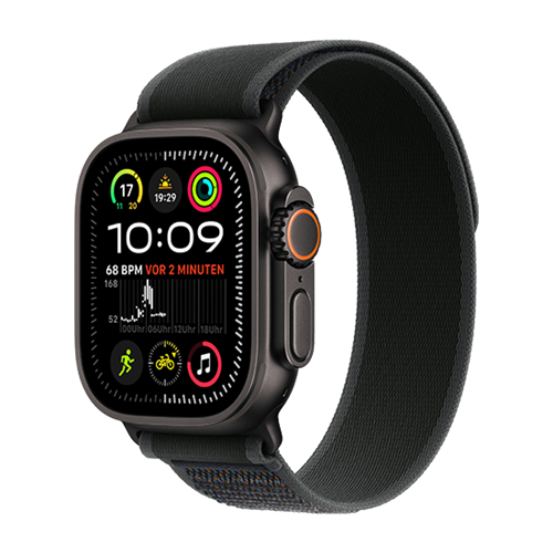  Apple Watch Ultra 2 Black LTE 49mm Titanium Case with Trail Loop S/M - Black