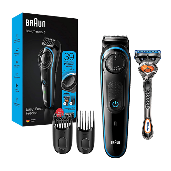 Braun BT3240 Beard Trimmer 3 + Hair Clipper with Gillette Fusion5 ProGlide